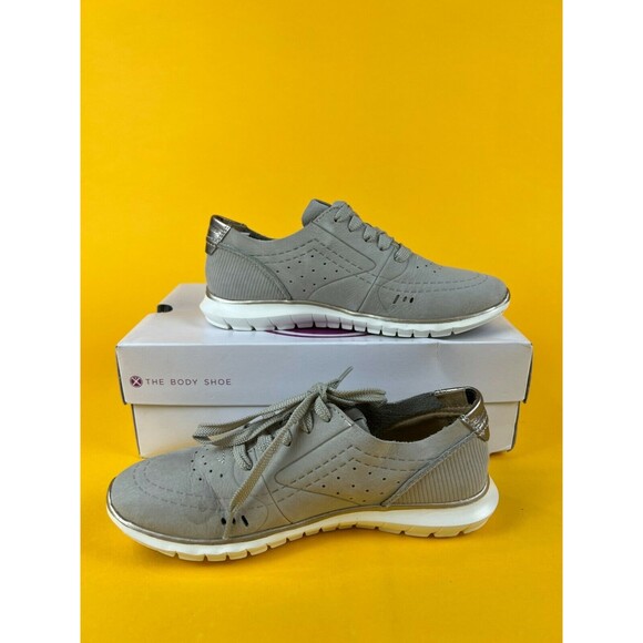 Hush Puppies Tricia Perf Lace Up Sneakers Womens 5.5 M Gray Nubuck Leather NWB - Picture 1 of 12